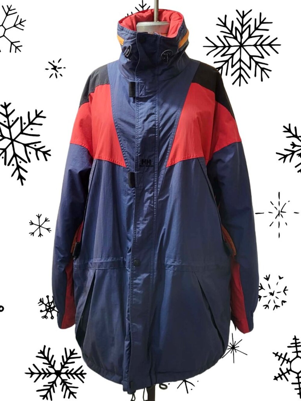 Vintage Helly Hansen Colorblock Blue and Red Coat – 90s / Gorecore Ski Style